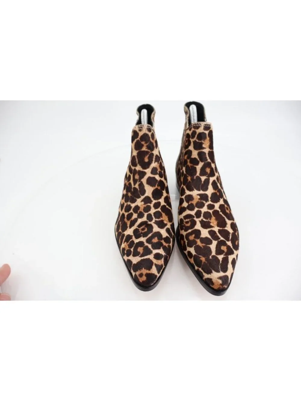Rebecca Minkoff Booties Womens Size 6 Calf Hair Leopard Ankle Boot Pointed Toe